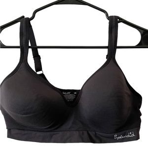 Splendid Seamless Wirefree Lounge Bra Large Black Super Soft Cups Flexible